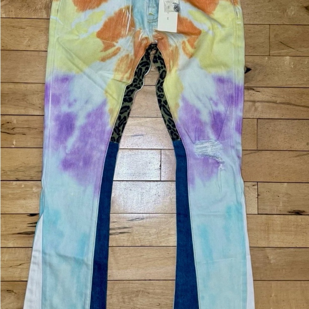 MNML Tie-Dye Straight Leg Jeans - Orange, Yellow, Purple